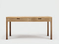 Console 120×38×82 cm - bois naturel avec 2 tiroirs intégrés - style contemporain pour chambre à coucher