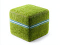 Tabouret 45×45×40 cm - tissu vert avec bordure blanche et mousse confortable - design contemporain pour chambre à coucher