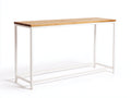 Console 115×35×80 cm - bois naturel et métal blanc - structure ouverte compacte pour chambre à coucher