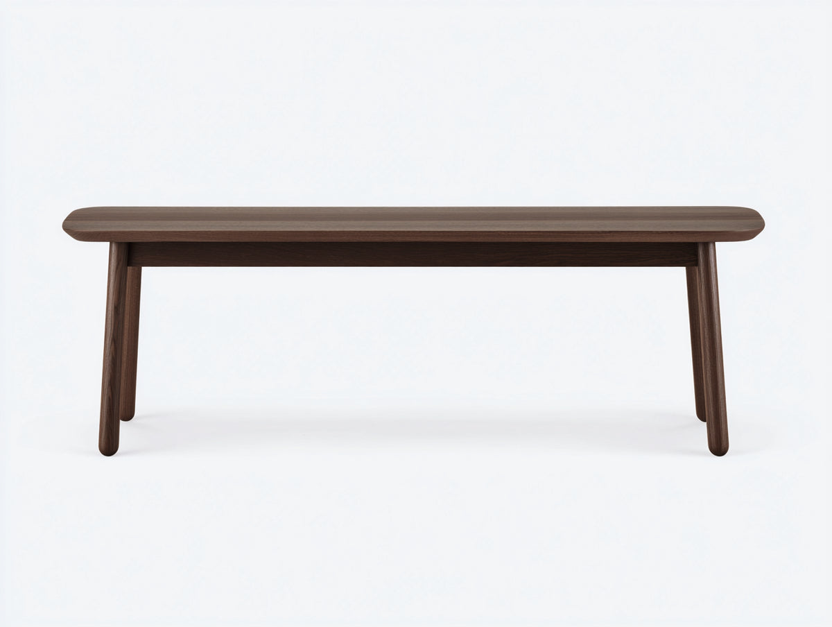 Banc 160×40×45 cm - bois de noyer brun - assise longue et structure épurée pour salle à manger