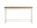 Console 115×34×80 cm - bois miel et structure blanche - piètement galbé à traverse basse pour chambre à coucher