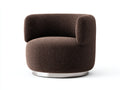 Fauteuil 85×80×75 cm - tissu bouclé marron foncé - assise ronde et dossier bas pour salon