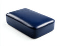 Tabouret repose-pieds 80×50×25 cm - similicuir bleu nuit lisse - dessus bombé sans pieds pour chambre à coucher