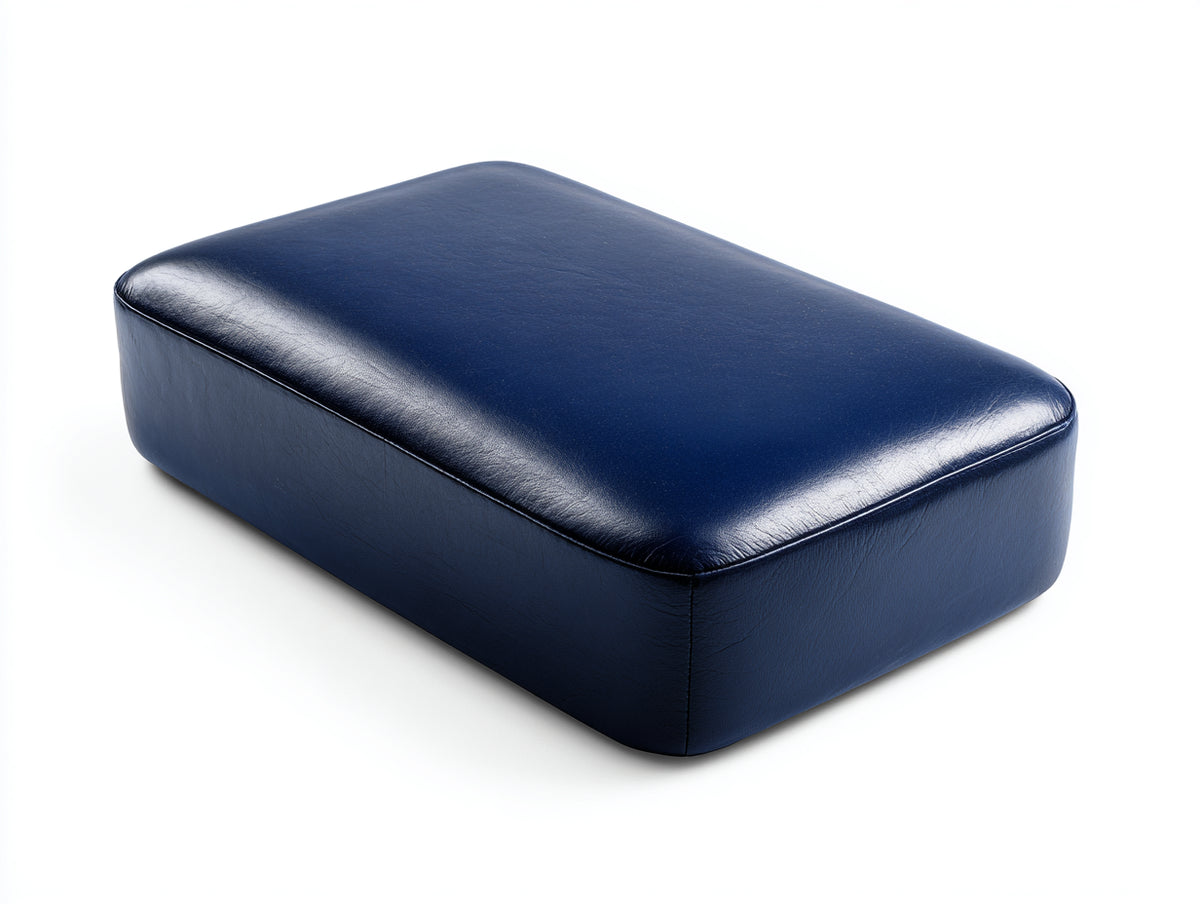 Tabouret repose-pieds 80×50×25 cm - similicuir bleu nuit lisse - dessus bombé sans pieds pour chambre à coucher