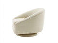 Fauteuil 82×78×76 cm - tissu bouclé beige clair - dossier enveloppant et base pivotante pour salon
