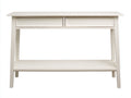 Console 105×35×78 cm - bois blanc - 2 tiroirs sans poignée et tablette inférieure pour chambre à coucher