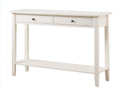 Console 120×38×82 cm - bois blanc finition mate - 2 tiroirs et étagère basse pour chambre à coucher