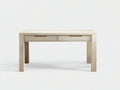Console 112×42×78 cm - bois frêne clair - 2 tiroirs à prises intégrées pour chambre à coucher