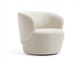 Fauteuil enveloppant 78×75×74 cm - textile ivoire - accoudoirs courbes et siège rotatif pour salon