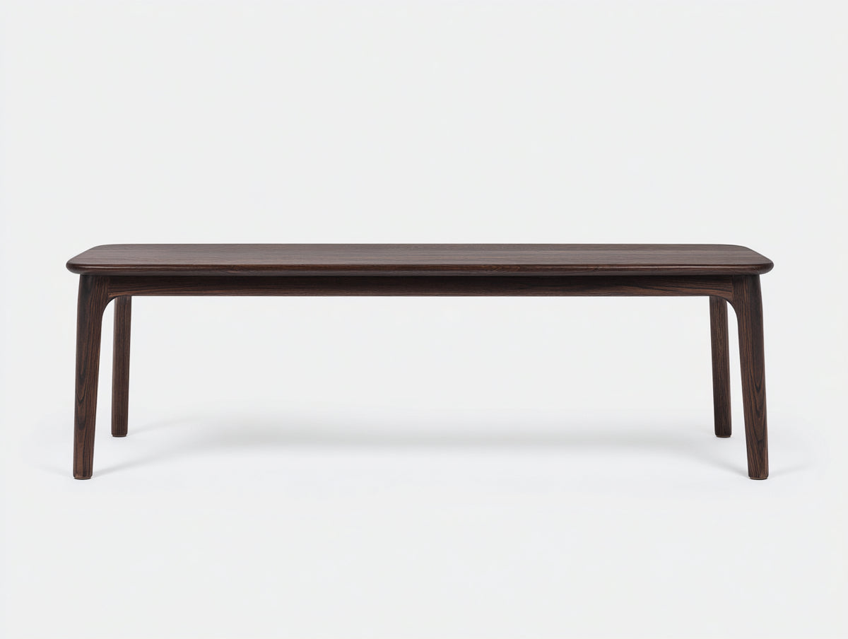 Banc 150×38×45 cm - bois brun foncé - assise longue aux angles arrondis pour salle à manger