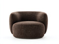 Fauteuil panoramique 92×83×70 cm - tissu brun chocolat - dossier bas incurvé et assise généreuse pour salon