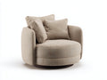 Fauteuil 90×85×78 cm - tissu beige clair texturé - assise ronde et base pivotante pour salon