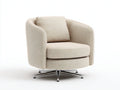 Fauteuil pivotant 80×82×85 cm - tissu beige et métal chromé - piètement étoile pour salon