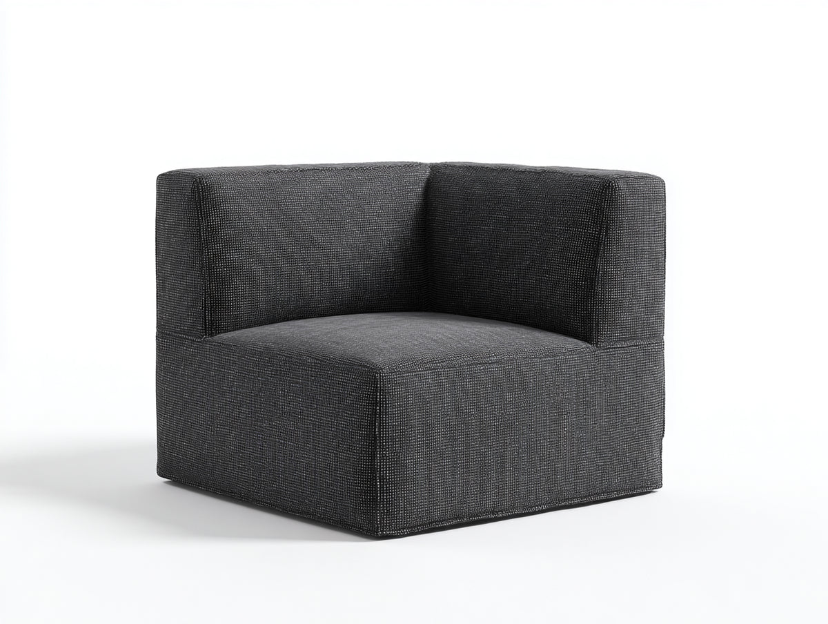 Fauteuil 86×78×70 cm - tissu gris anthracite - forme carrée et accoudoirs intégrés pour salon