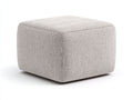 Tabouret 50×50×36 cm - tissu beige chiné et assise moelleuse carrée - design moderne pour chambre à coucher