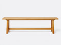 Banc 150×38×46 cm - chêne miel - pieds obliques et barre de renfort pour salle à manger