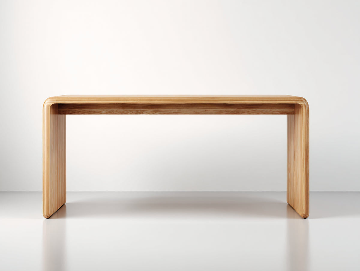 Console 125×40×80 cm - bois clair finition lisse - design épuré avec rangement discret pour chambre à coucher