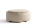 Tabouret pouf 80×58×35 cm - tissu beige - forme ovale rembourrée et couture apparente pour chambre à coucher