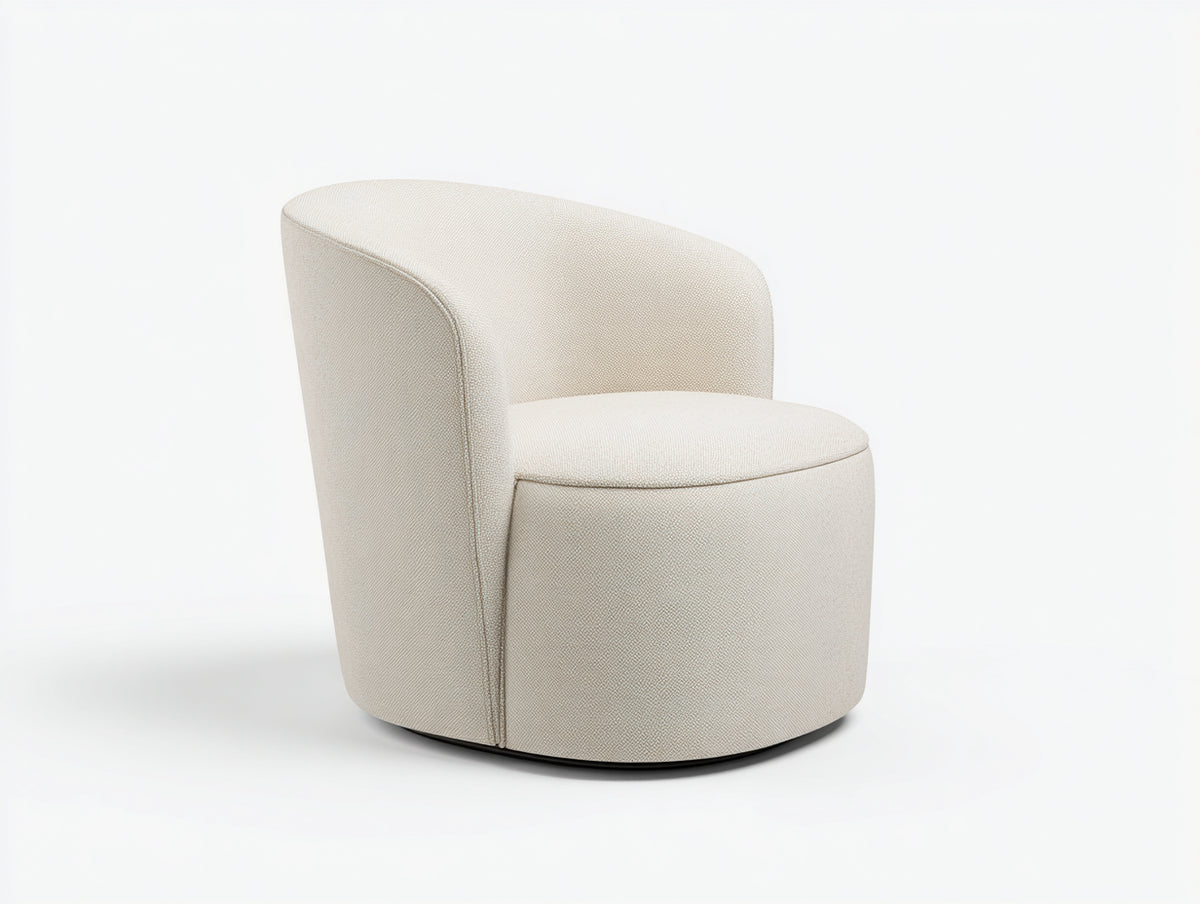 Fauteuil pivotant 72×73×76 cm - tissu crème - dossier enveloppant et base discrète pour salon